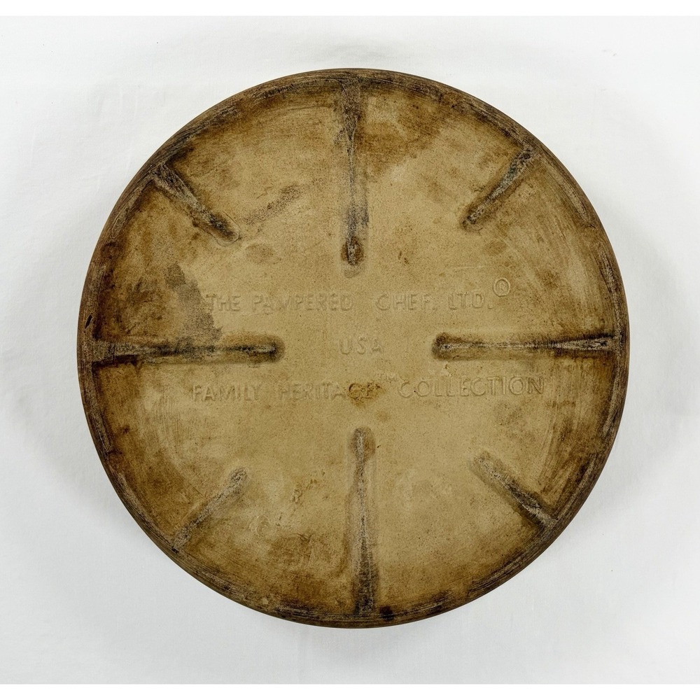 VTG Pampered Chef Family Heritage Stoneware Round Deep Dish Baker Pie Pan 11" - Picture 3 of 9
